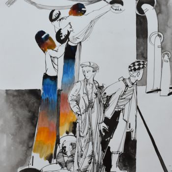Pittura intitolato "New Paradigm" da Roman Bonchuk, Opera d'arte originale, Inchiostro