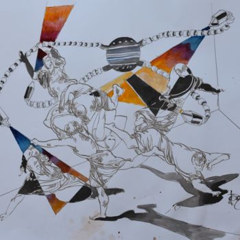 Malerei mit dem Titel "Rise of the wild co…" von Roman Bonchuk, Original-Kunstwerk, Tinte