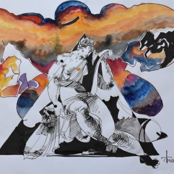 Painting titled "Sappho's Оbsession" by Roman Bonchuk, Original Artwork, Ink