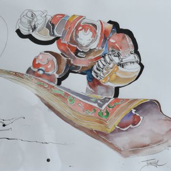 Painting titled "On a Flying Carpet" by Roman Bonchuk, Original Artwork, Ink