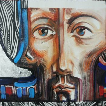「4.	Face of God」というタイトルの絵画 Roman Bonchukによって, オリジナルのアートワーク, アクリル