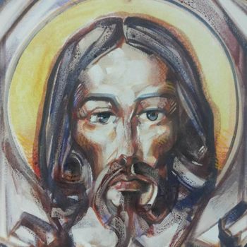 Malerei mit dem Titel "18.	Face of God" von Roman Bonchuk, Original-Kunstwerk, Acryl