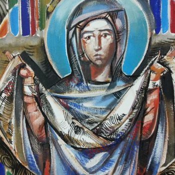 Malerei mit dem Titel "22.	Mother of God" von Roman Bonchuk, Original-Kunstwerk, Acryl
