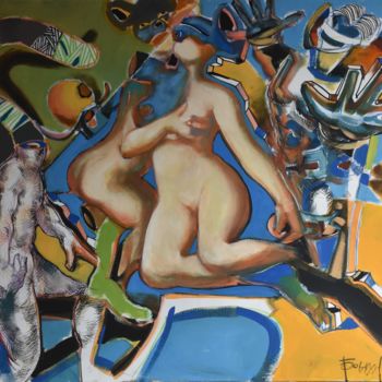 Peinture intitulée "Love Triangle" par Roman Bonchuk, Œuvre d'art originale, Acrylique