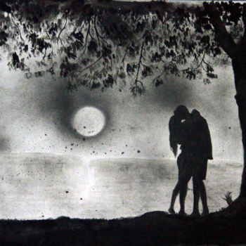 Painting titled "Lovers Kissing unde…" by Artist Varun Tandon, Original Artwork, Acrylic