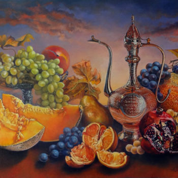 Painting titled "Still life with fru…" by Andrew Vlasov, Original Artwork, Oil