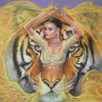 Painting titled "Tigress" by Andrew Vlasov, Original Artwork, Oil