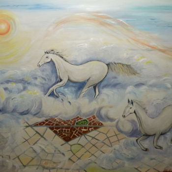 Pittura intitolato "Oltre le nuvole la…" da Marina Crisafio, Opera d'arte originale, Olio