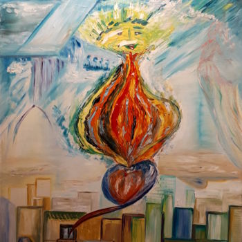 Painting titled "Cuore innamorato" by Marina Crisafio, Original Artwork, Oil