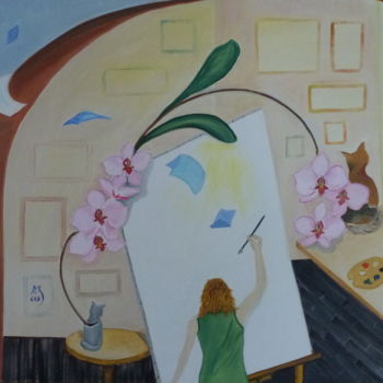 Painting titled "L'ispirazione" by Marina Crisafio, Original Artwork, Oil