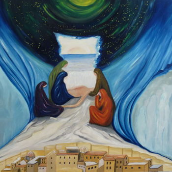 Painting titled "Oltre" by Marina Crisafio, Original Artwork, Oil