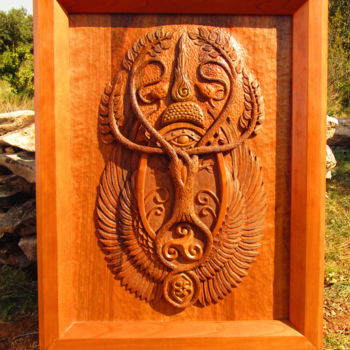 Sculpture titled "SYMBOLIQUE" by Joe Amarok, Original Artwork, Wood