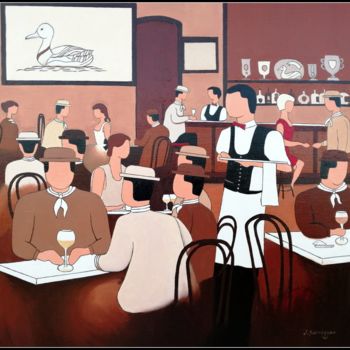 Painting titled "Après le match." by Jacques Yvernogeau, Original Artwork, Oil