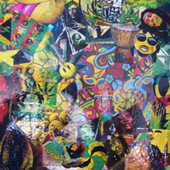 Collages intitulée "Reggae" par Alexou, Œuvre d'art originale