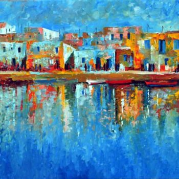 Peinture intitulée "port-en-lumière" par Nejib Zneidi, Œuvre d'art originale