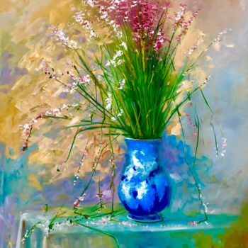 Painting titled "le bouquet NZ90" by Nejib Zneidi, Original Artwork, Oil