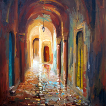 Peinture intitulée "la medina mon amour" par Nejib Zneidi, Œuvre d'art originale, Huile