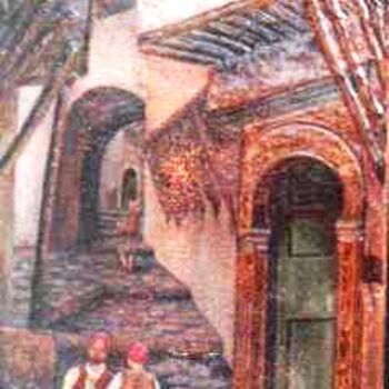 Pintura intitulada "une casbah algeroise" por Nouredinebouzidiart, Obras de arte originais