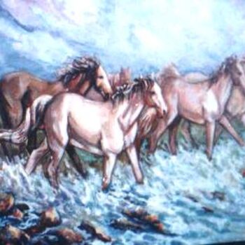 「chevaux sauvages」というタイトルの絵画 Nouredinebouzidiartによって, オリジナルのアートワーク