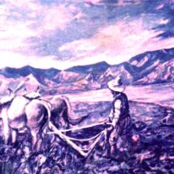 Peinture intitulée "le laboureur(kabyli…" par Nouredinebouzidiart, Œuvre d'art originale