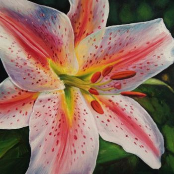 Painting titled ""Beautiful lily"" by Galina Ivanova, Original Artwork, Oil