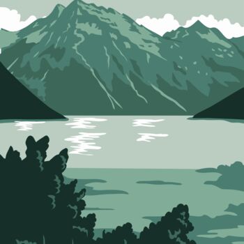 Цифровое искусство под названием "Lake Clark National…" - Artistic Paradigms, Подлинное произведение искусства, Цифровая жив…