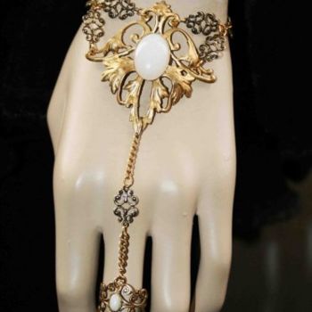 Artigianato intitolato "Bracelet Bague doré…" da Ar'Tistic, Opera d'arte originale, Gioielli