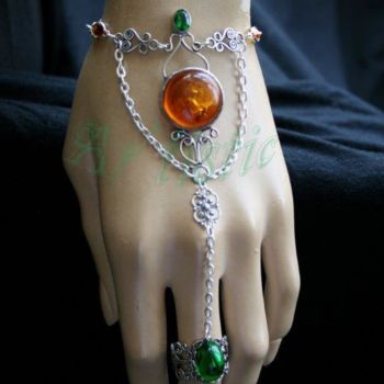 Artigianato intitolato "Bracelet-bague (amb…" da Ar'Tistic, Opera d'arte originale, Gioielli