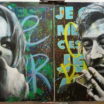 Peinture intitulée "Gainsbourg et Bardot" par Artistikthanh, Œuvre d'art originale, Acrylique