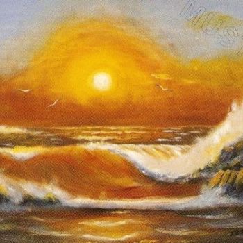 제목이 "Sunset Seascape"인 미술작품 Artistjohannes (C) 1995 Vdmfk로, 원작, 기름