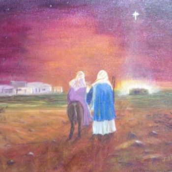 Peinture intitulée ""Arrival at Bethleh…" par Artistjohannes (C) 1995 Vdmfk, Œuvre d'art originale, Huile