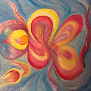 Pittura intitolato "The flower of energy" da Anna Kruger, Opera d'arte originale