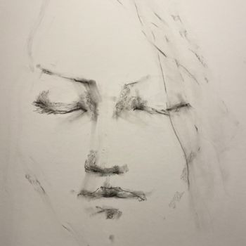 Drawing titled "Face 3" by Marin, Original Artwork, Pastel