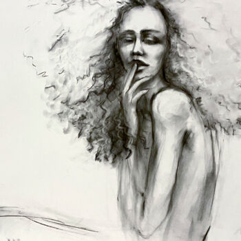 Drawing titled "Curly" by Marin, Original Artwork, Pastel