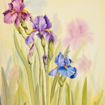 Peinture intitulée "Iris Garden ll" par Mishel Vanderten, Œuvre d'art originale, Huile