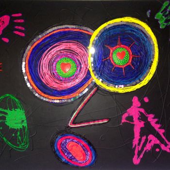 Malerei mit dem Titel "Disco" von Nine, Original-Kunstwerk, Acryl