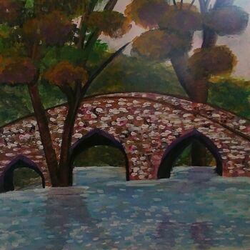 Malerei mit dem Titel "A Canal" von Artistry By Ajanta, Original-Kunstwerk, Aquarell