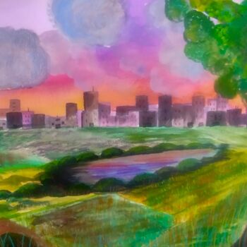 Ζωγραφική με τίτλο "A Swift Sunset" από Artistry By Ajanta, Αυθεντικά έργα τέχνης, Ακουαρέλα