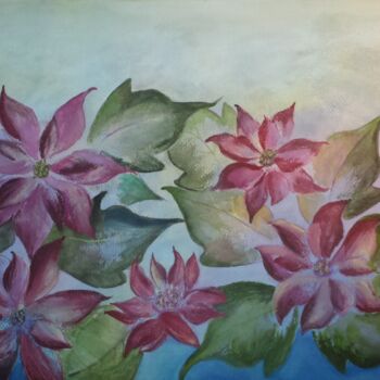 Painting titled "Poinsettias" by Artistry By Ajanta, Original Artwork, Watercolor