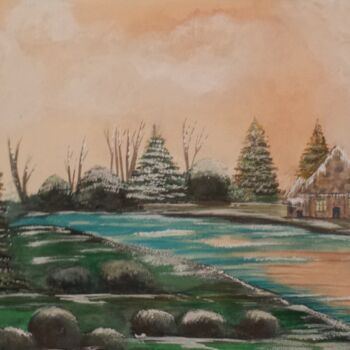 Painting titled "Winter Stillness" by Artistry By Ajanta, Original Artwork, Watercolor