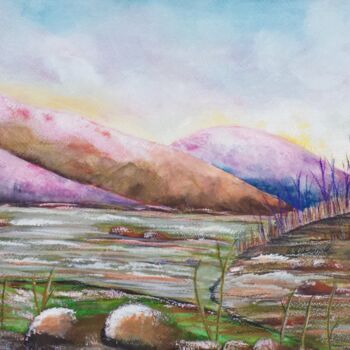 Painting titled "A January Dawn in t…" by Artistry By Ajanta, Original Artwork, Watercolor