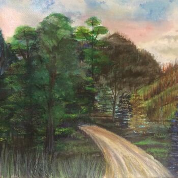 Pintura intitulada "A Maintained Highwa…" por Artistry By Ajanta, Obras de arte originais, Aquarela