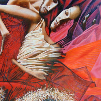 Painting titled "Dance in red." by Sergey And  Vera, Original Artwork, Acrylic