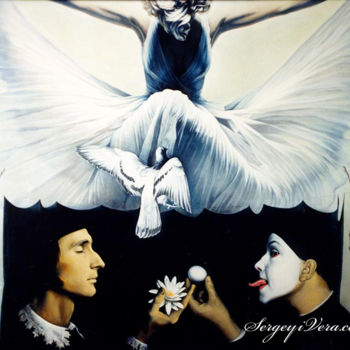 Painting titled "Dove" by Sergey And  Vera, Original Artwork, Acrylic