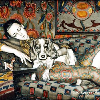 Pintura intitulada "Girl with a dog" por Sergey And  Vera, Obras de arte originais, Óleo