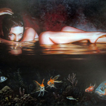 Картина под названием "Fish" - Sergey And  Vera, Подлинное произведение искусства, Масло
