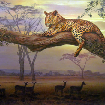Peinture intitulée "On a branch" par Sergey And  Vera, Œuvre d'art originale, Huile