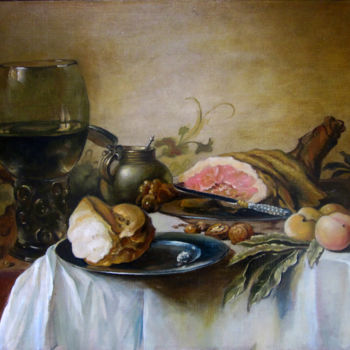 Painting titled "Pieter Claesz  stil…" by Sergey And  Vera, Original Artwork, Oil