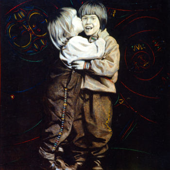 Peinture intitulée "Kiss" par Sergey And  Vera, Œuvre d'art originale, Huile
