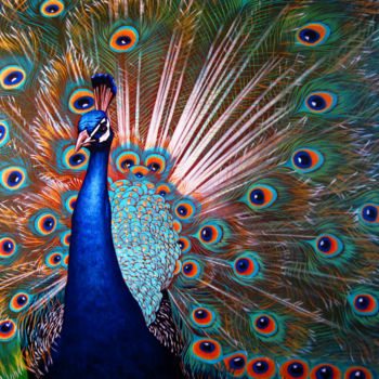 Painting titled "Peacock" by Sergey And  Vera, Original Artwork, Oil